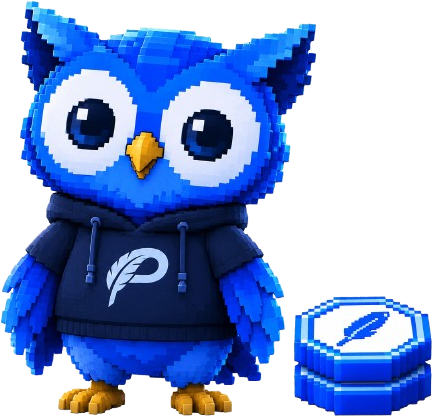 Hibou Plume a cote de deux jetons